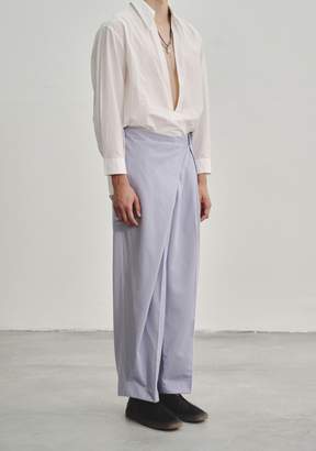 Wrap Pleated Trousers with Adjustable Belt Buckle