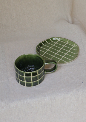 Matcha Maze 180ml Mug & Saucer Set