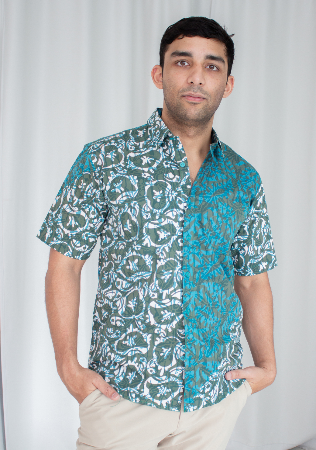 Short Sleeve Casual Cap Batik Shirt