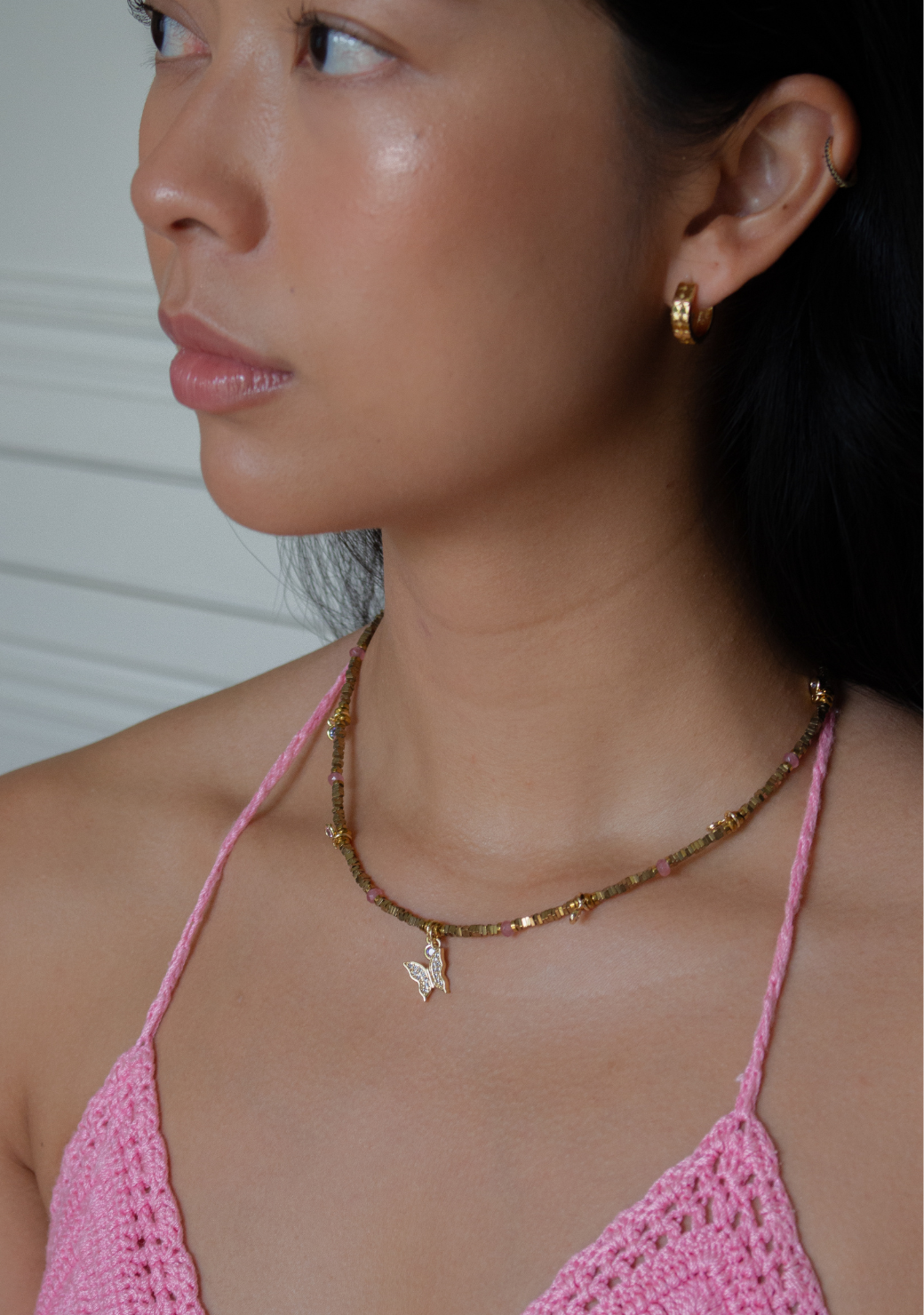 Kiera Necklace with Butterfly Pendant in Gold