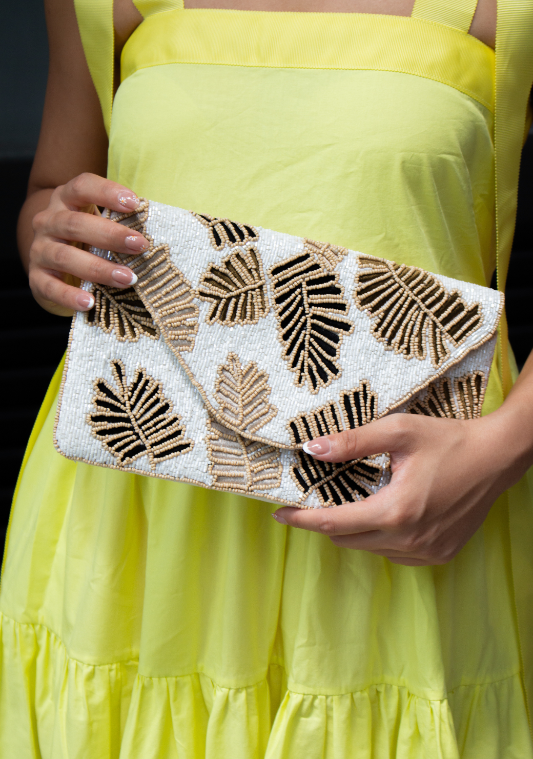 Gold top beaded bag