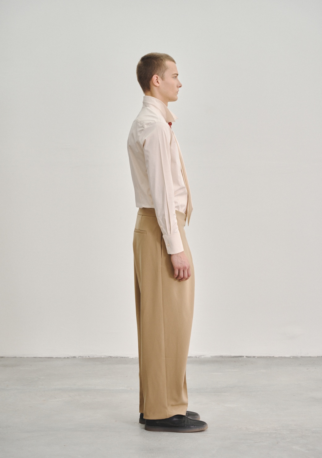 Wrap Pleated Trousers with Adjustable Belt Buckle