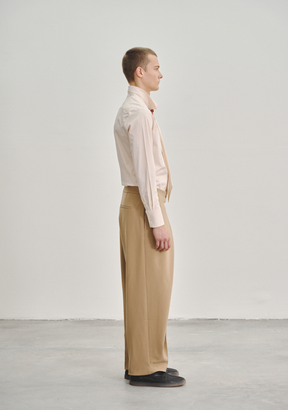 Wrap Pleated Trousers with Adjustable Belt Buckle