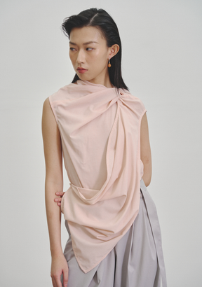 Twisted Knot Tunic with Shawl Lapel