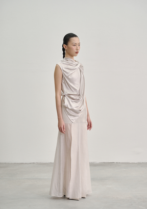 Twisted Knot Tunic with Shawl Lapel