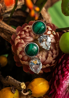 Malachite & White Topaz Earrings