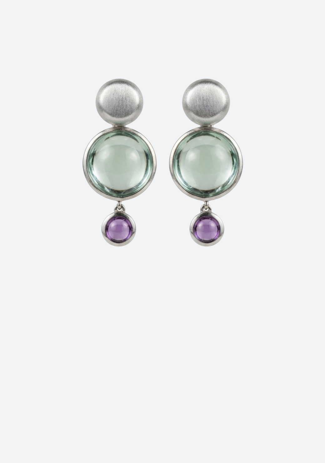 Blue Quartz & Amethyst Drops on Round Studs