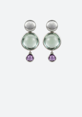 Blue Quartz & Amethyst Drops on Round Studs