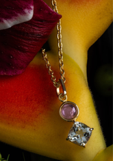 Amethyst & Priasolite Pendant Necklace