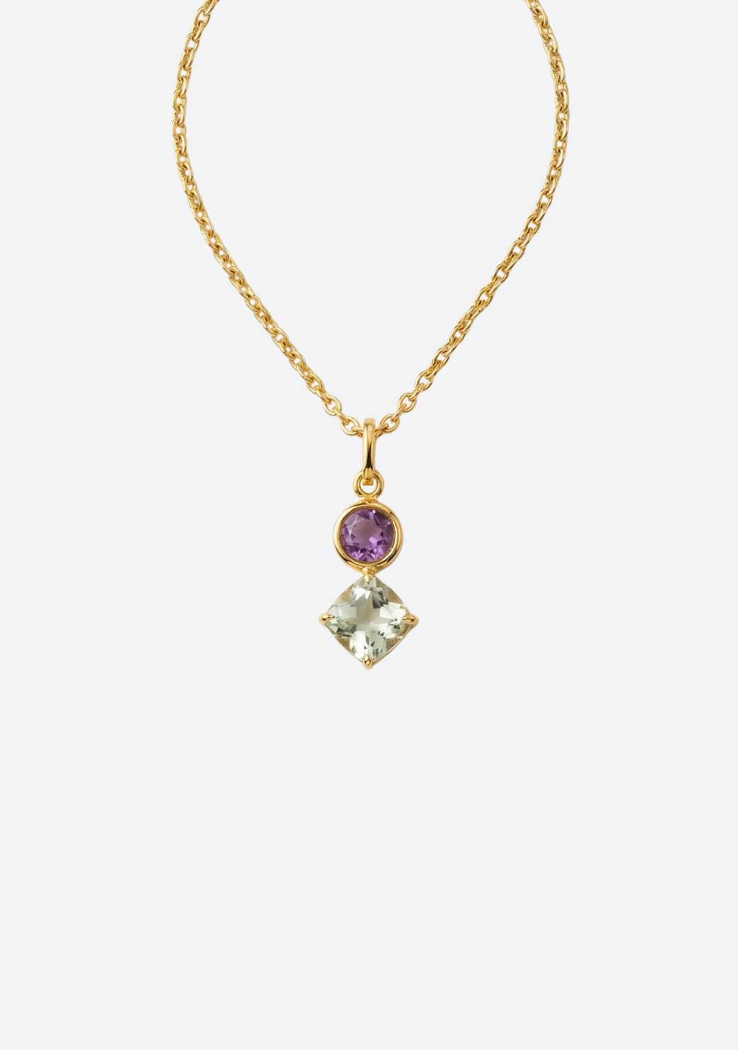 Amethyst & Priasolite Pendant Necklace