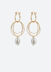 Large Gray Coin Pearl Earrings