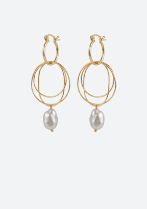 Large Gray Coin Pearl Earrings