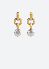 Large Gray Coin Pearls on Chainlink Earrings