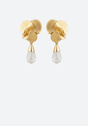 Citrine Drops on Flower Studs
