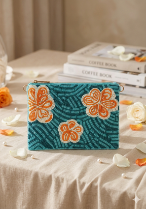 Coral Bloom Beaded Bag
