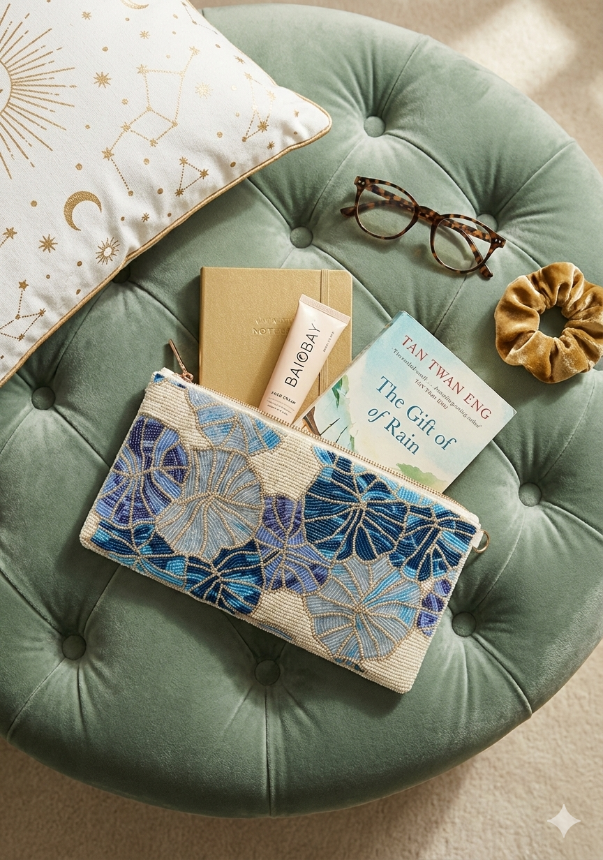 Seafoam Petals Beaded Bag