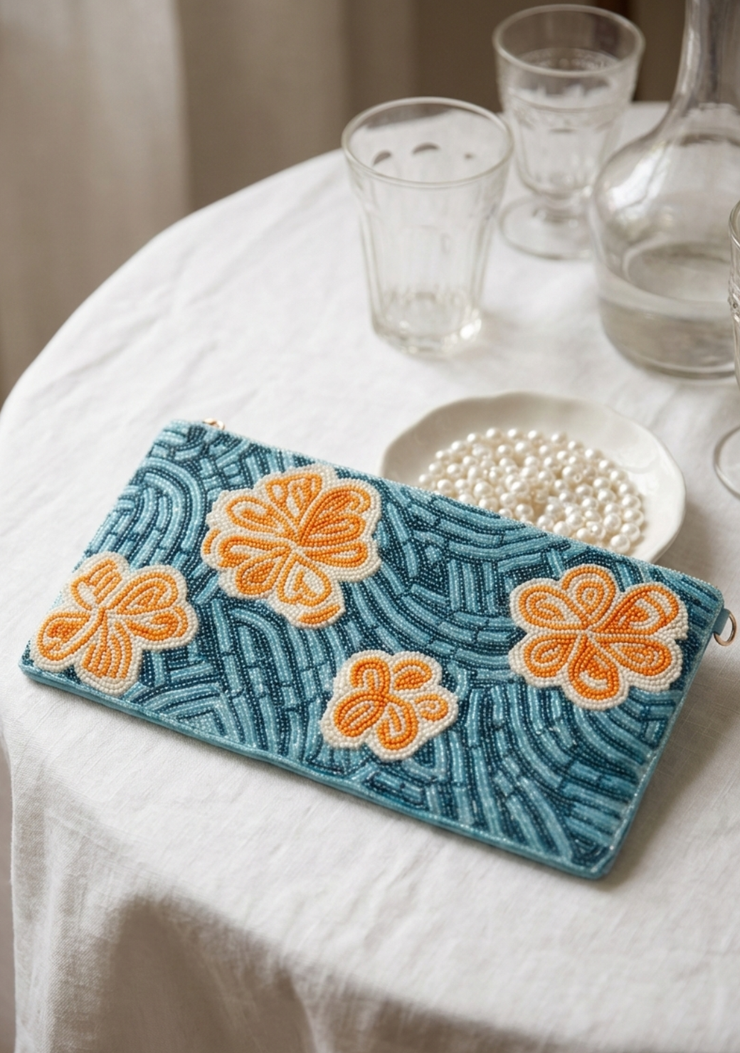 Coral Bloom Beaded Bag