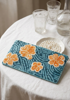 Coral Bloom Beaded Bag