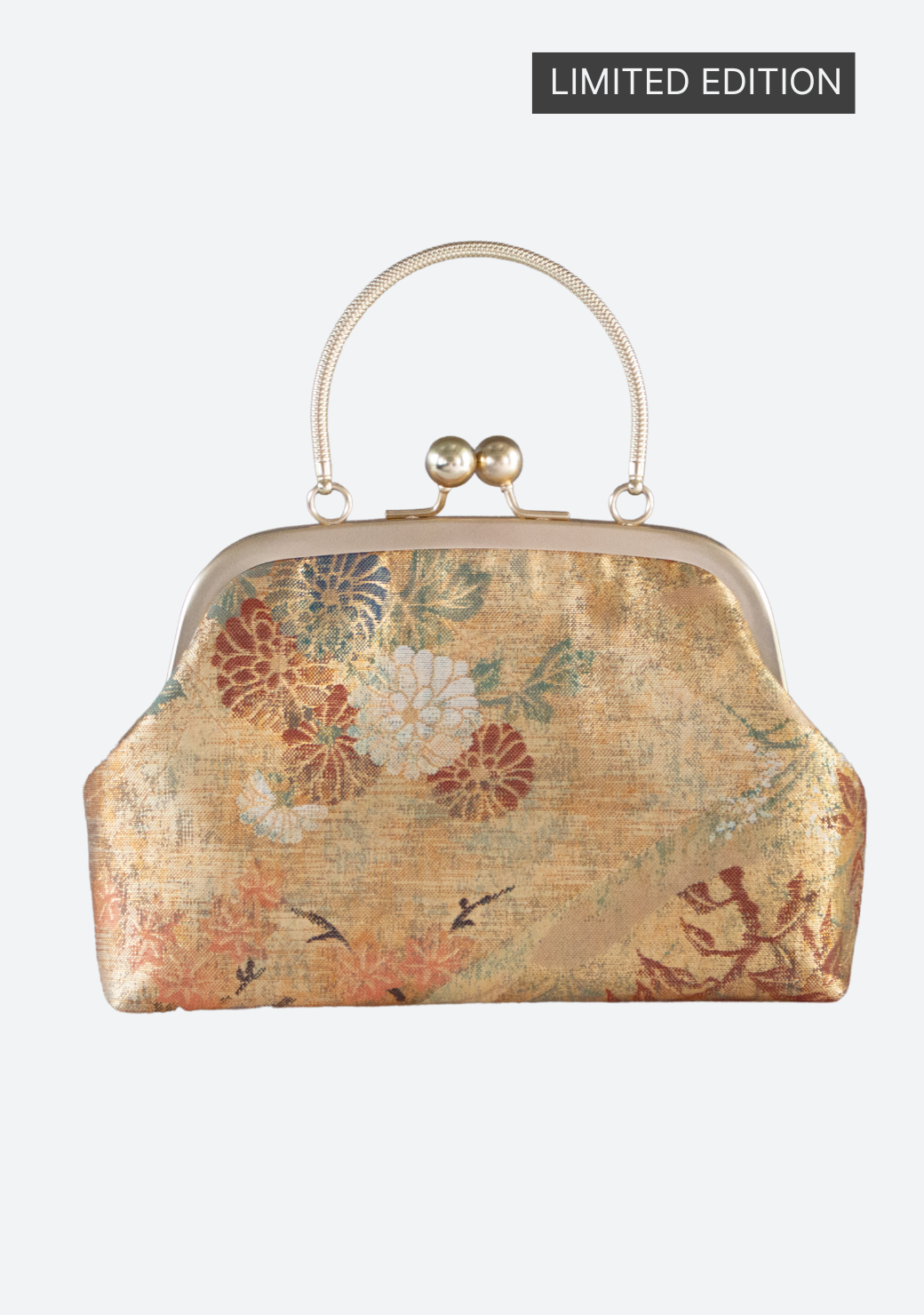 Gold Kiku Obi Silk Handbag