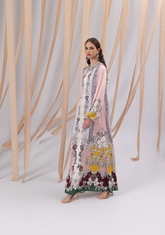 Gendis Satin Maxi Dress in Pink