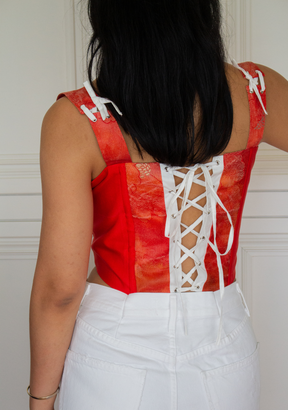 Red Silk Brocade Milly Corset