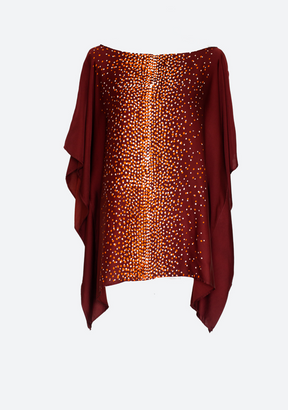 Stardust Crop Kaftan in Burgundy