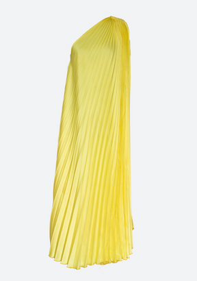 One Shoulder Hoop Dress in Lime Yellow