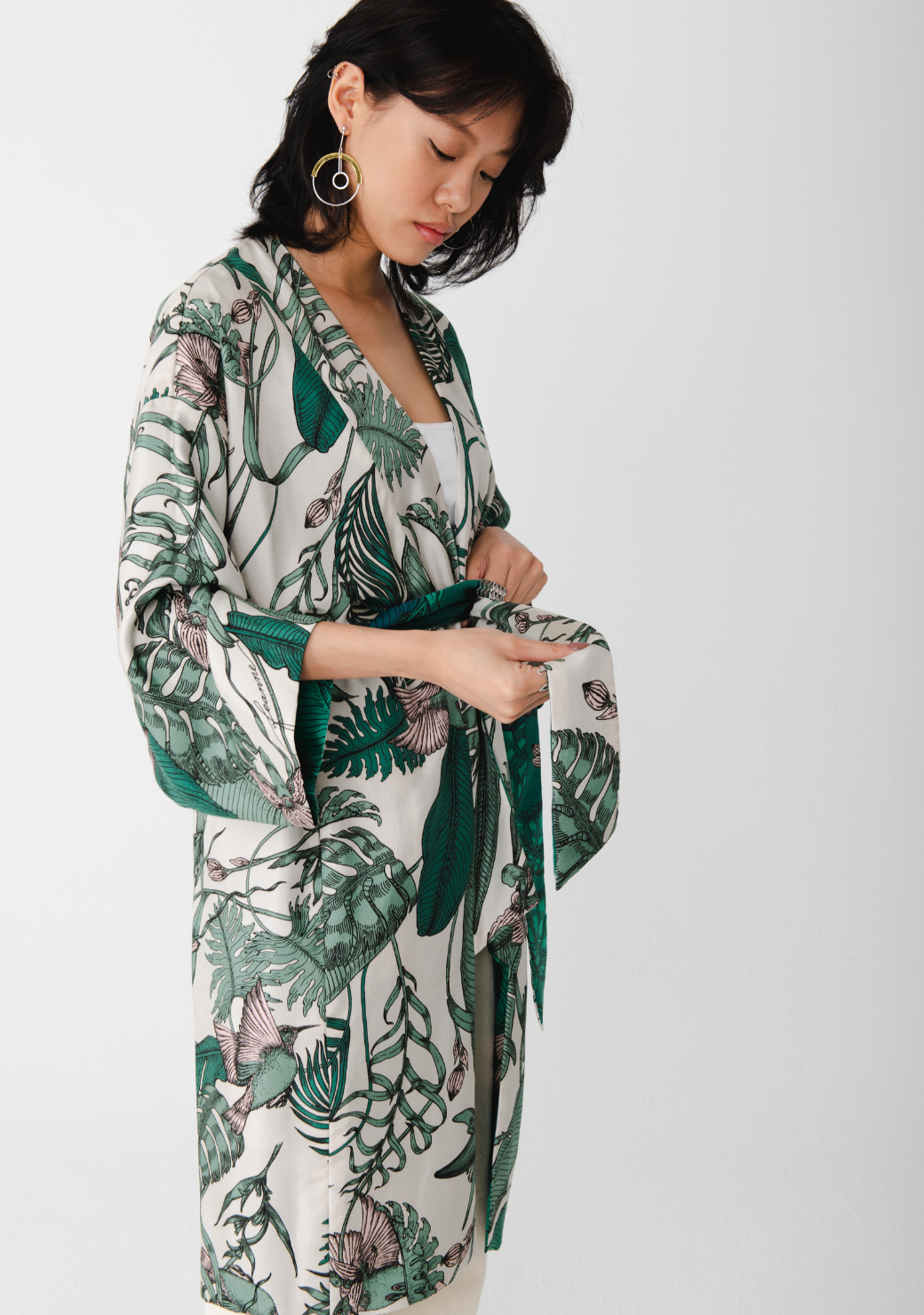 Reversible Midi Silk Kimono Robe