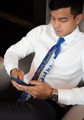 Batik Silk Tie in Royal Blue