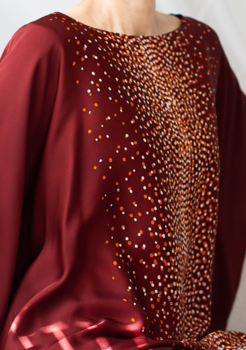 Stardust Crop Kaftan in Burgundy