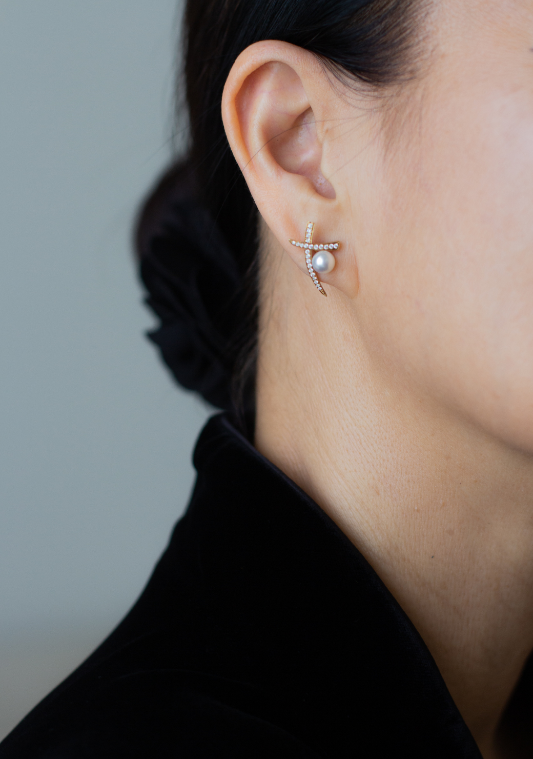 Pearl Studs & Samurai Earring Jackets