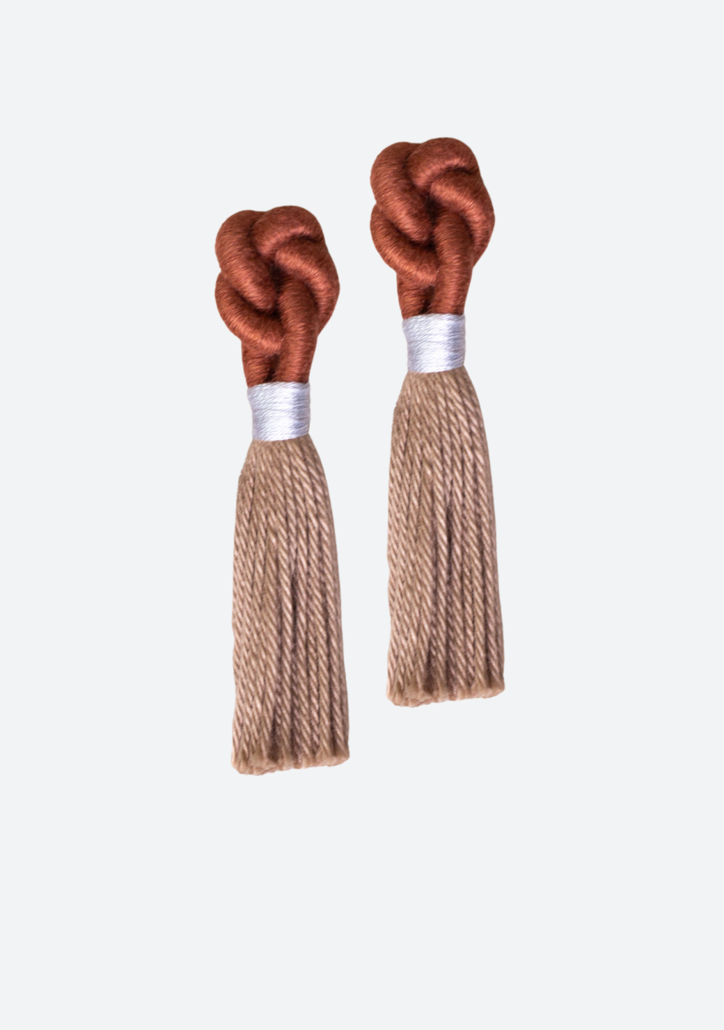 Cerak Knot Earrings in Rust and Wheat