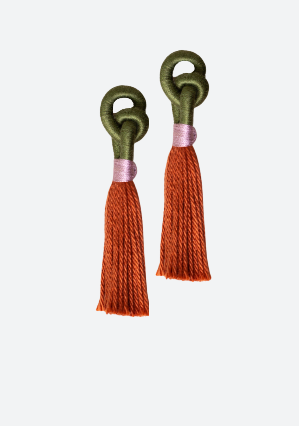 Rusa Knot Earrings in Hunter and Red Earth